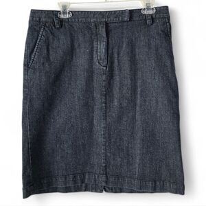 Talbots Dark Wash Denim Striped Knee Length Skirt Size 12